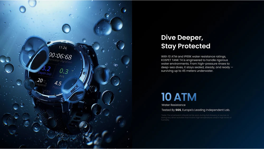KOSPET Tank T4 Smartwatch For Men GPS Offline Maps 10ATM