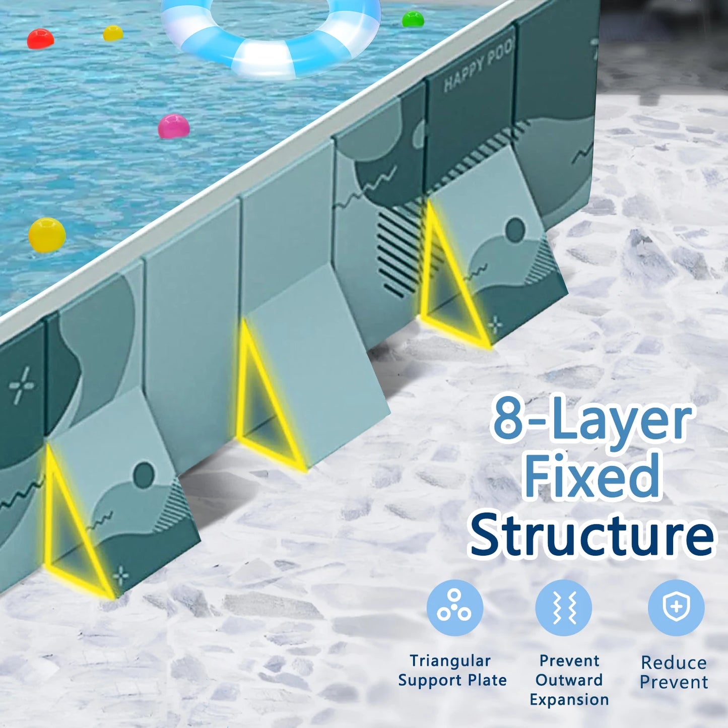 Foldable Family Pool Inflation Free PVC Durable Outdoor Backyard