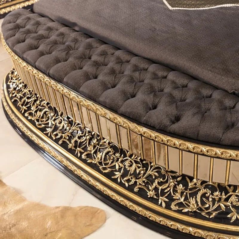 Luxury Solid Hardwood Wood Carving Bed Frame Turkish Classic Design