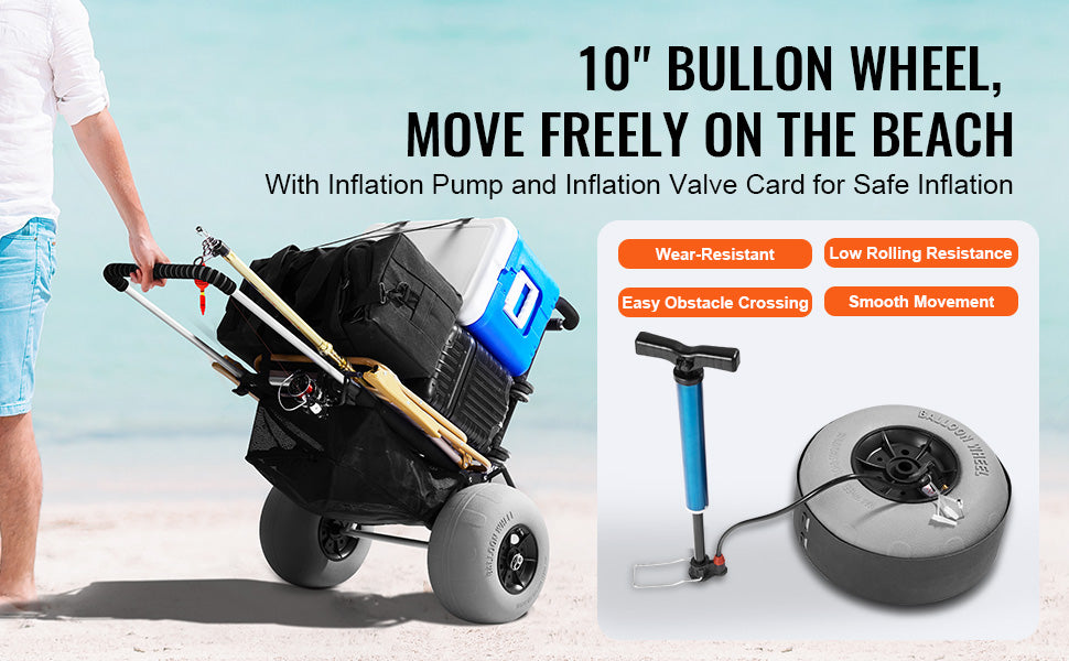 Beach Dolly With Big Wheels For Sand Folding Cart