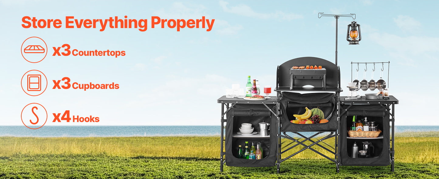 VEVOR Camping Kitchen Table Aluminum Portable Cook Station