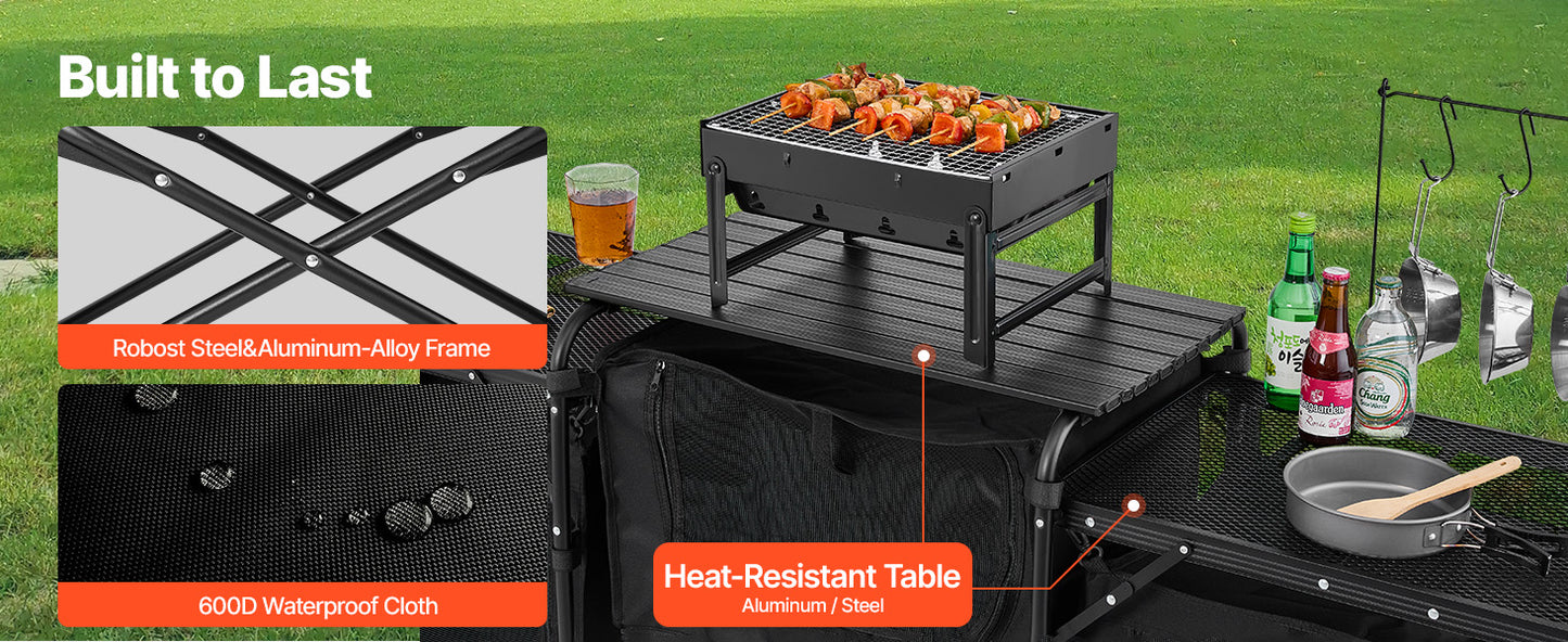 VEVOR Camping Kitchen Table Aluminum Portable Cook Station