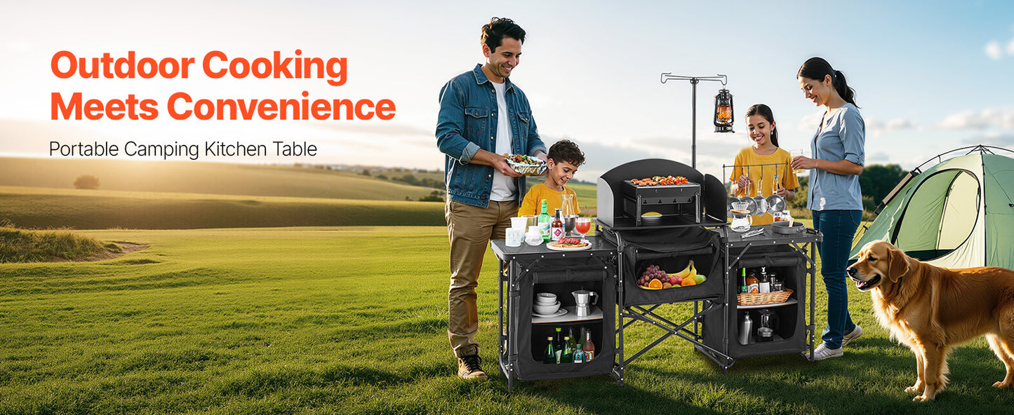VEVOR Camping Kitchen Table Aluminum Portable Cook Station