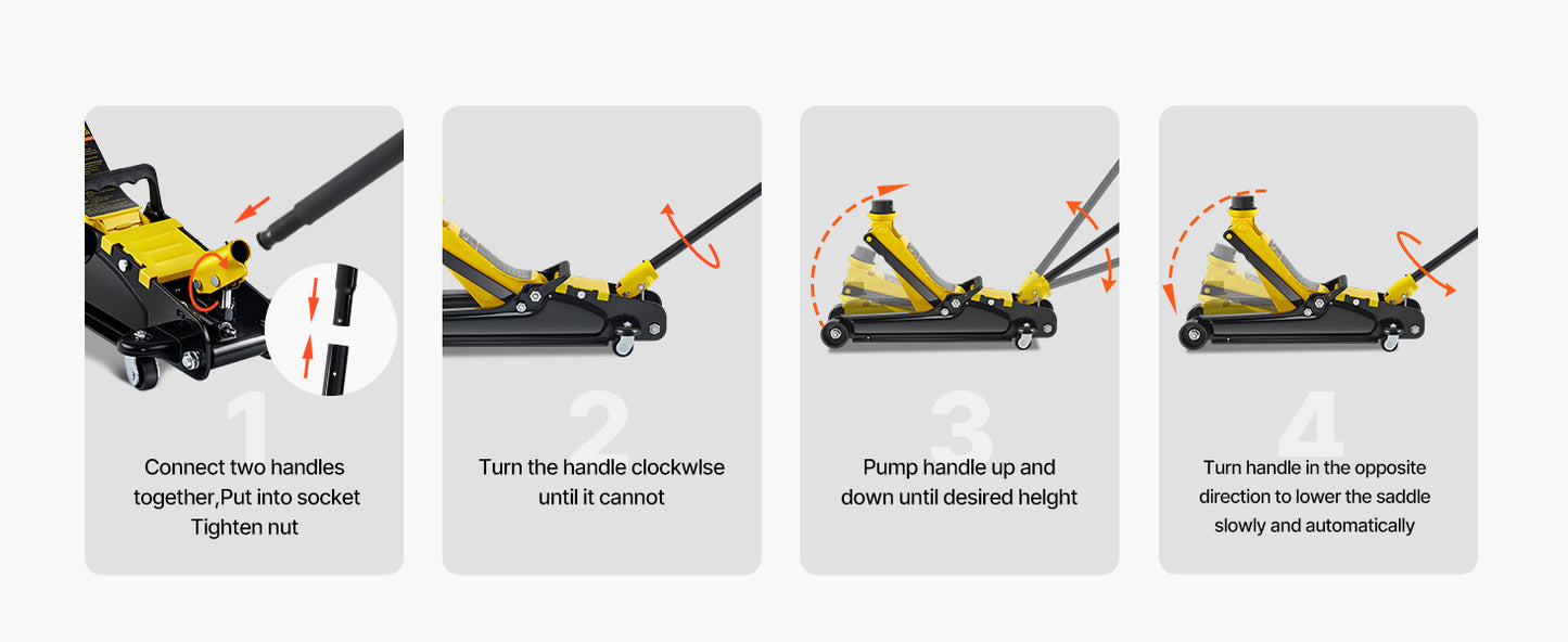 SucceBuy Steel Hydraulic Floor Jack With Low Profile Design