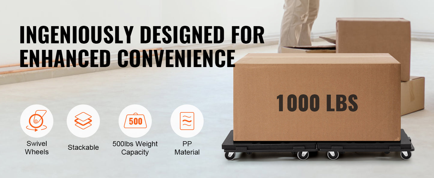 SucceBuy Furniture Mover Dolly With Interlocking Design 500 Lb Capacity