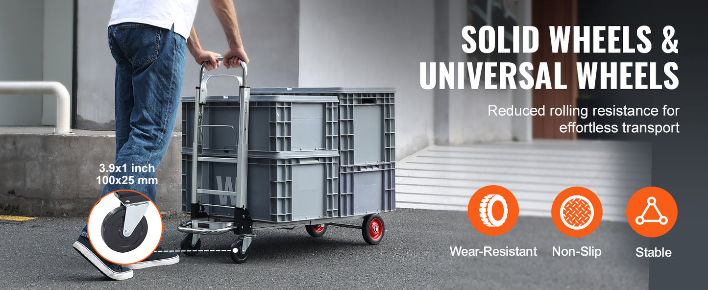 SucceBuy 400 Lb Folding Hand Truck Dolly With Wheels