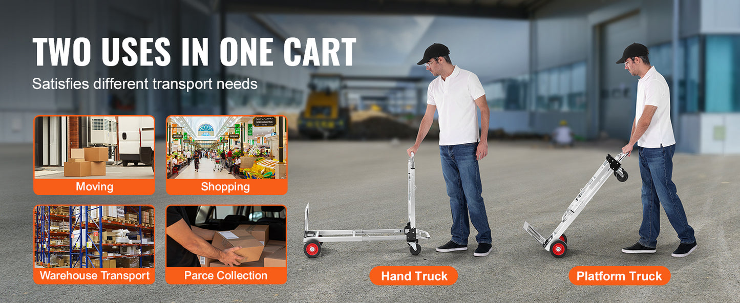 SucceBuy 400 Lb Folding Hand Truck Dolly With Wheels