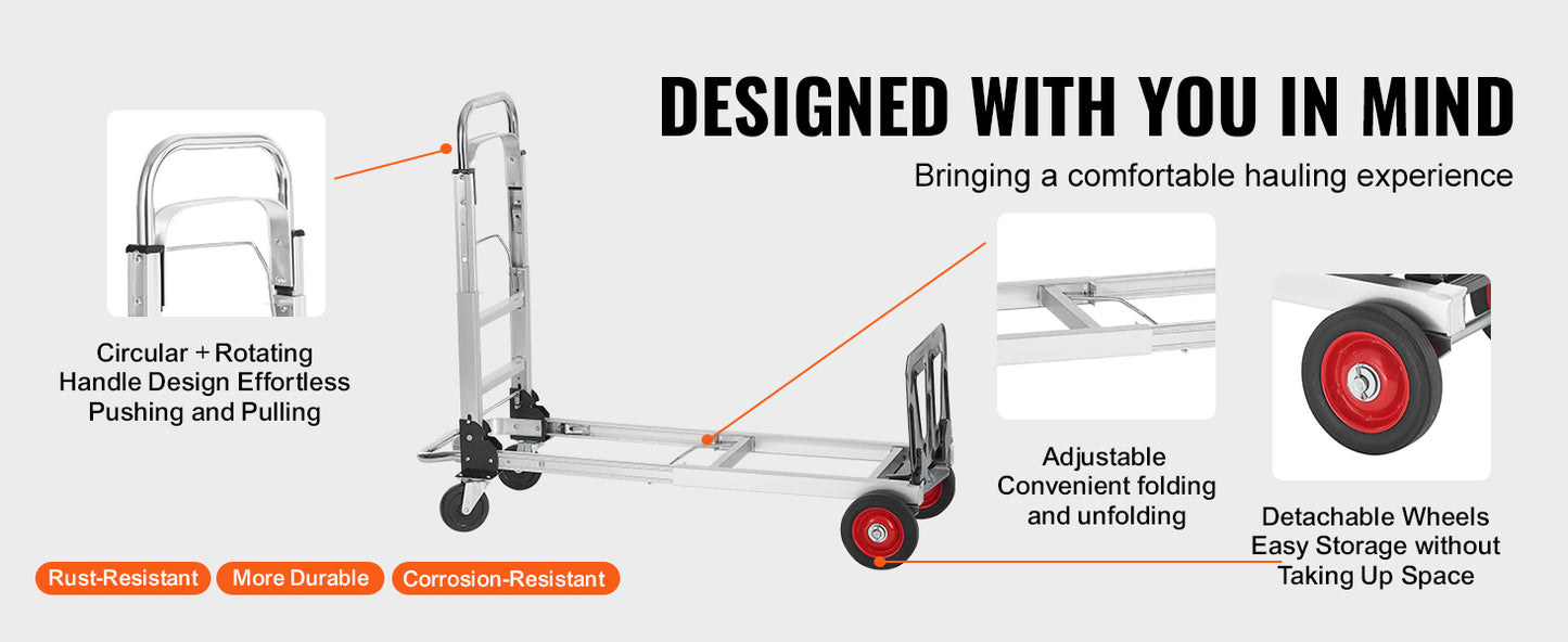 SucceBuy 400 Lb Folding Hand Truck Dolly With Wheels