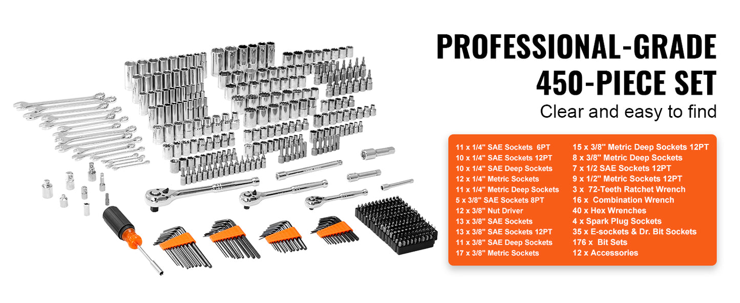 SucceBuy Professional Mechanics Tool And Socket Set Master Kit