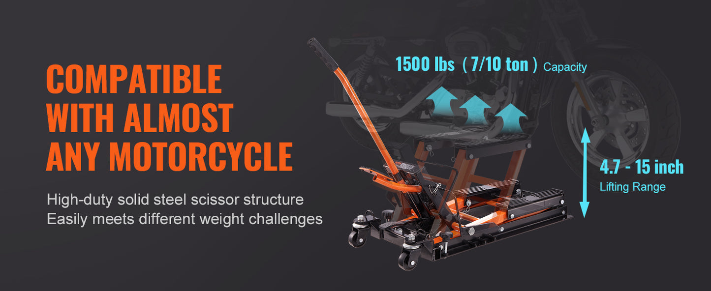 SucceBuy 1500 Lb Steel Hydraulic Motgorcycle Jack Stand For ATV's