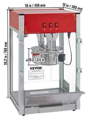 Succebuy Popcorn Maker Commercial Popper Machine SUS304 Heating Tube