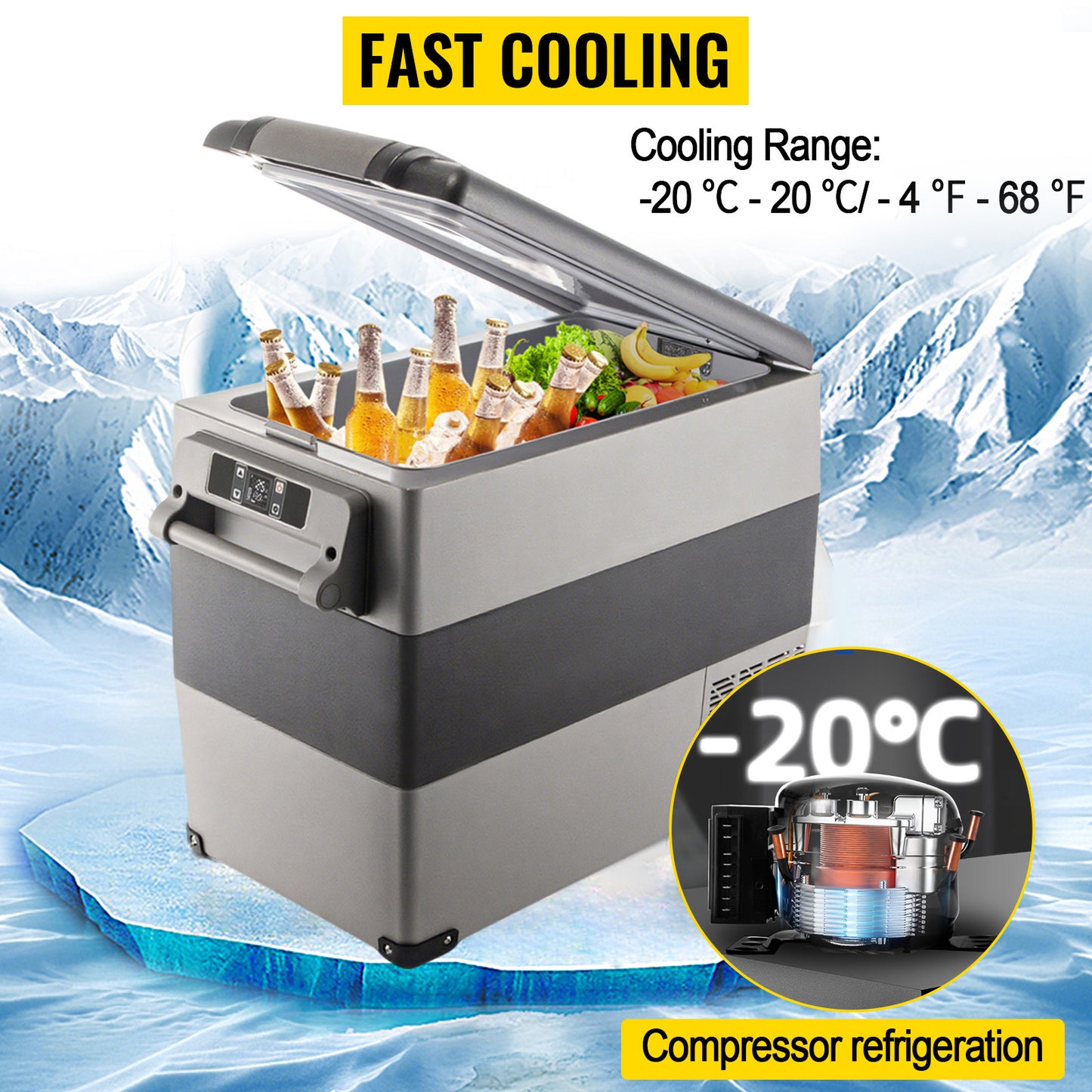 VEVOR Car Refrigerator Portable Compressor Cooler DC 110 240V