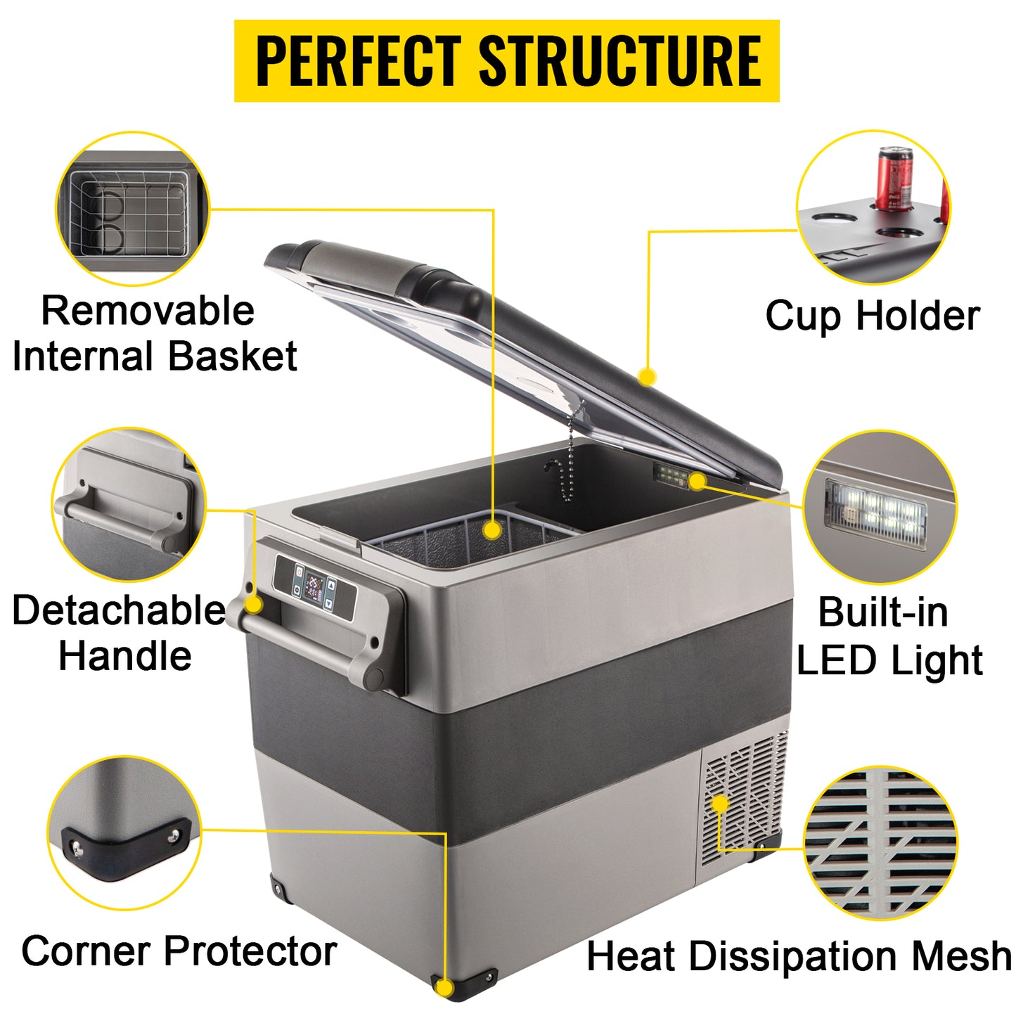 VEVOR Car Refrigerator Portable Compressor Cooler DC 110 240V