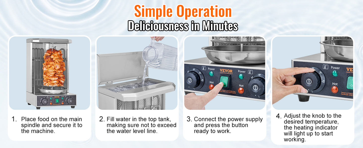 SucceBuy Shawarma Grill Machine Electric Vertical Rotisserie Oven