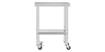 SucceBuy Stainless Steel Kitchen Work Table With Caster Wheels Commercial