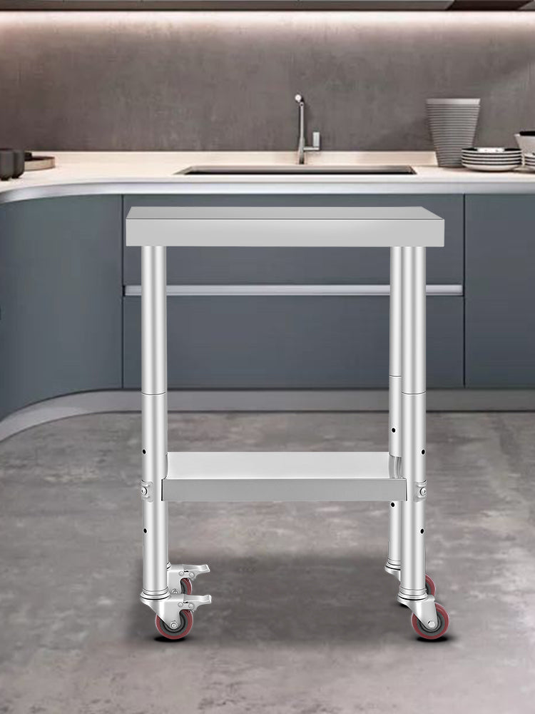 SucceBuy Stainless Steel Kitchen Work Table With Caster Wheels Commercial