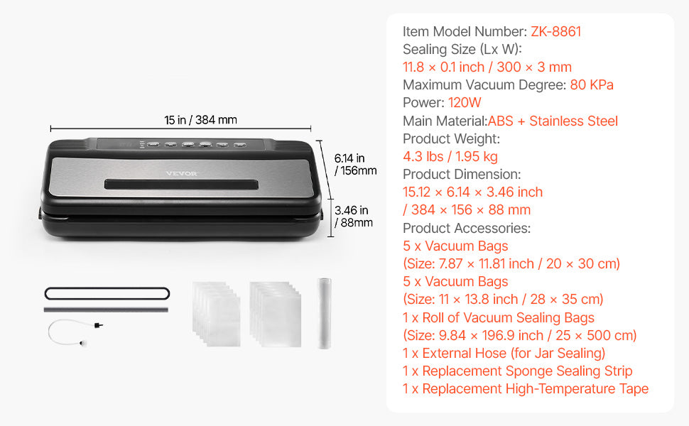 VEVOR 7-In-1 Electric Vacuum Sealer For Kitchen Food Storage