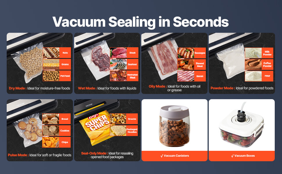 VEVOR 7-In-1 Electric Vacuum Sealer For Kitchen Food Storage