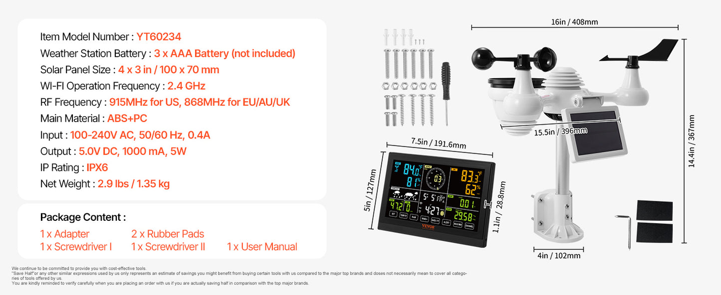 SucceBuy 7-in-1 Wi-Fi Weather Station With Outdoor Sensor